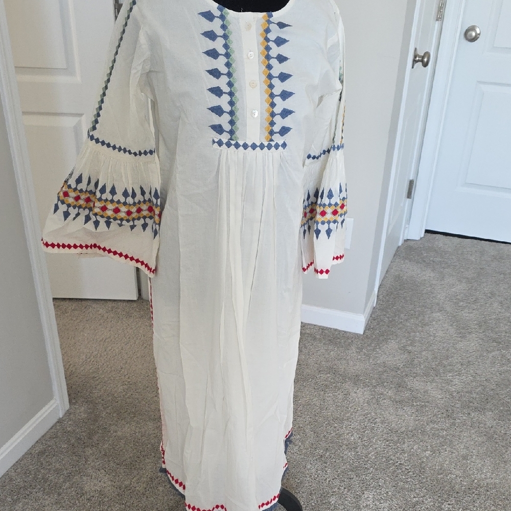 Bohemian White Kurta Cord Sets Cotton with Embroidered Details
